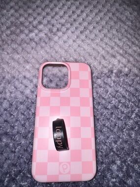 Loopy Case Pink Checkerboard Phone Case with Loop Grip